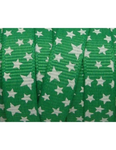 50cm de  Ruban plat 10mm vert avec des étoiles blanches