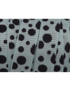 Ruban 10mm bleu pâle à pois noirs  2