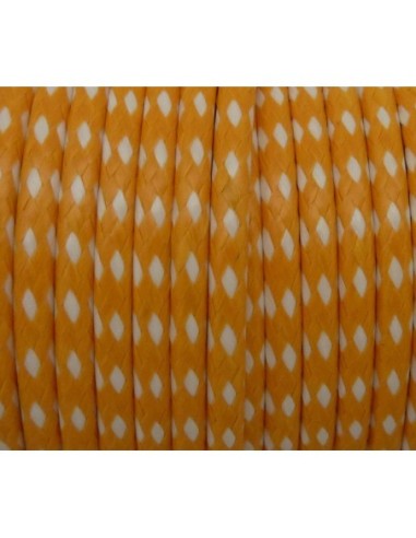 80cm Cordon polyester enduit 2mm tressé bicolore orange et blanc