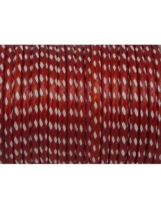 2,50m Cordon polyester enduit 2mm tressé rouge et blanc