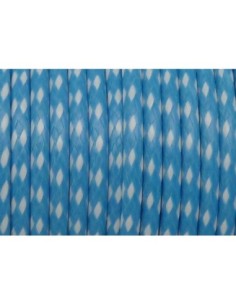R-2,50m Cordon polyester enduit 2mm tressé bleu et blanc