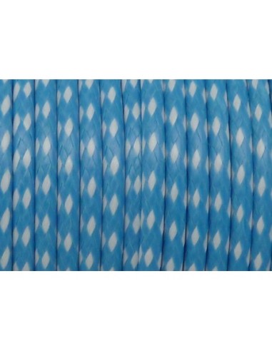 R-2,50m Cordon polyester enduit 2mm tressé bleu et blanc