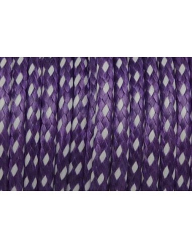 80cm Cordon polyester enduit 2mm tressé violet et blanc