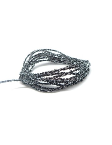 Cordon mouliné en coton et lurex effet métallisé brillant de couleur noir et argent 1,5mm - effet brillance et élégance