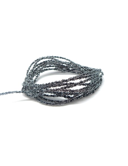 Cordon mouliné en coton et lurex effet métallisé brillant de couleur noir et argent 1,5mm - effet brillance et élégance Cordon mouliné en coton et lurex effet métallisé brillant de couleur noir et argent 1,5mm - effet brillance et élégance