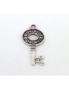 R-Breloque clé filigrane 30,2mm en métal argenté