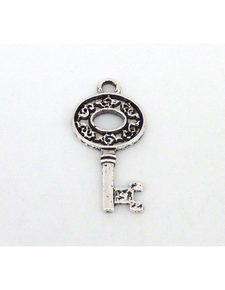 R-Breloque clé filigrane 30,2mm en métal argenté