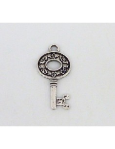 R-Breloque clé filigrane 30,2mm en métal argenté 2
