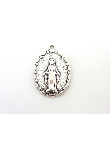 R-Breloque vierge ovale 23,8mm en métal argenté