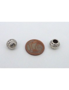 Perles 9mm tube arrondi gravé gros trou 4mm 2