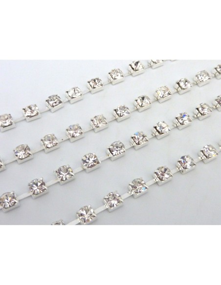 Chaînette strass en métal argenté