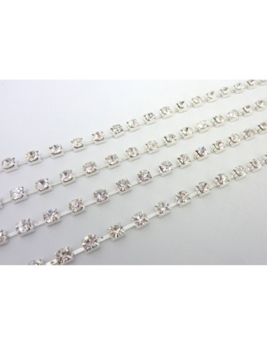 Chaîne strass brillante 4mm argenté en métal