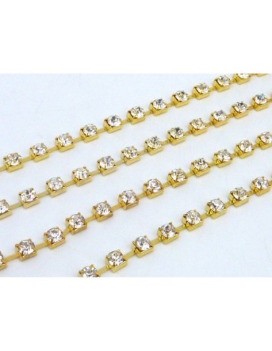 Chaine doré en métal avec strass