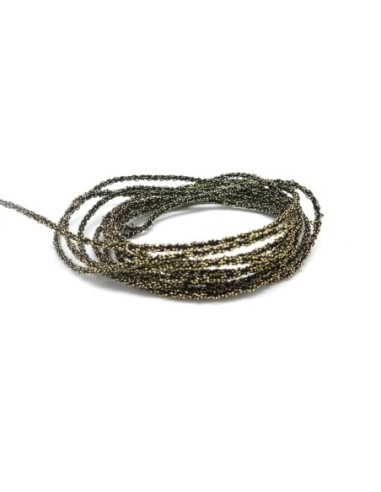 Cordon mouliné en coton et lurex effet métallisé brillant de couleur noir et doré 1,5mm - effet brillance et élégance