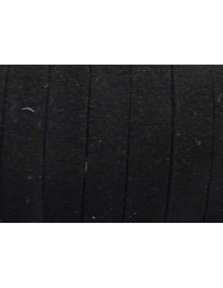 2m Cordon plat suédine, daim synthétique 5mm noir