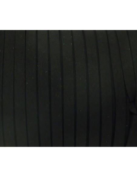 2m Cordon plat suédine, daim synthétique 5mm noir