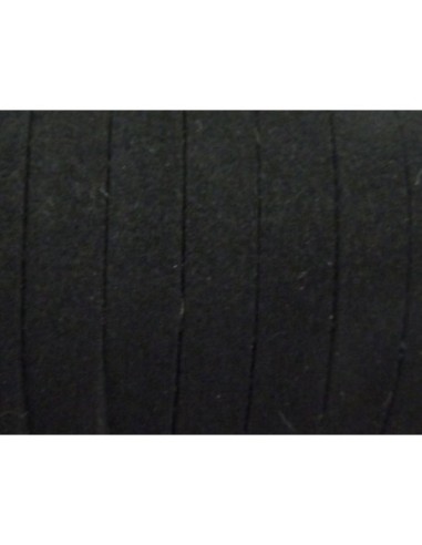 2m Cordon plat suédine, daim synthétique 5mm noir