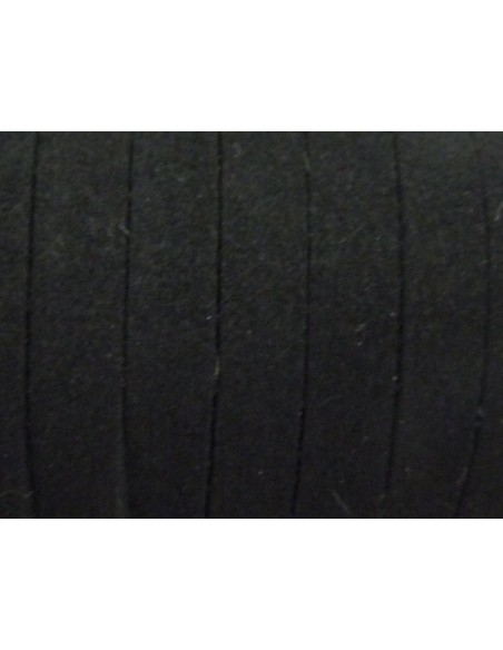 2m Cordon plat suédine, daim synthétique 5mm noir
