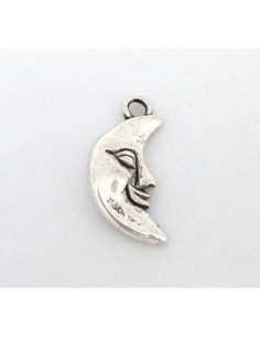 Breloque lune en métal argenté 19mm