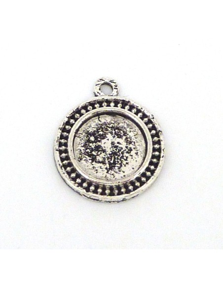Pendentif Support camé cabochon 20,3mm en métal argenté