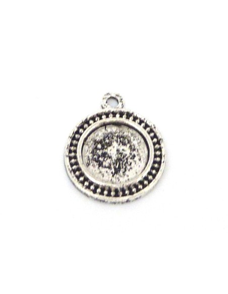 Pendentif Support camé cabochon 20,3mm en métal argenté