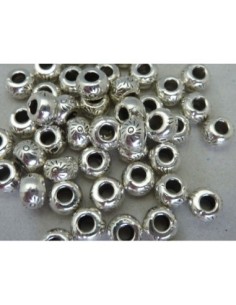 25 Perles connecteur ronde gravé soleil en métal argenté 7,5mm 2