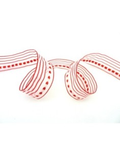 Ruban organza motif coeur blanc et rouge 2