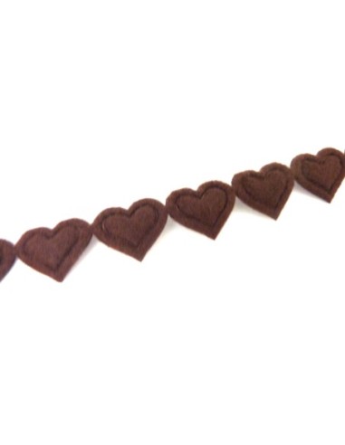 Petit Coeur thermocollant de couleur marron pas cher