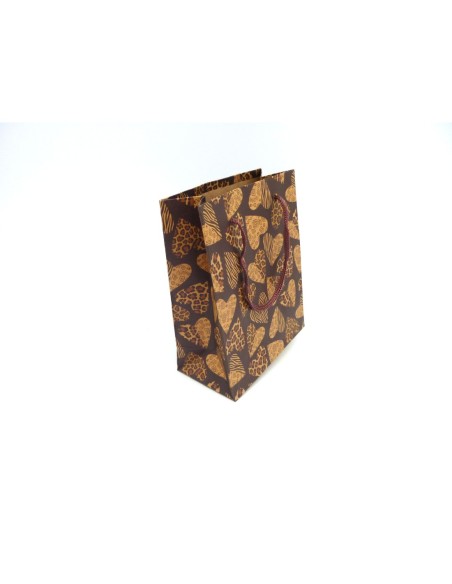 Pochette cadeaux coeur panthère à soufflet en papier épais