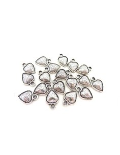 R-Breloque coeur strié 13mm en métal argenté 2