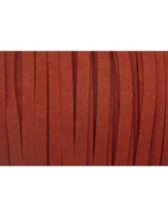 2M Cordon plat suédine, daim synthétique 5mm rouge