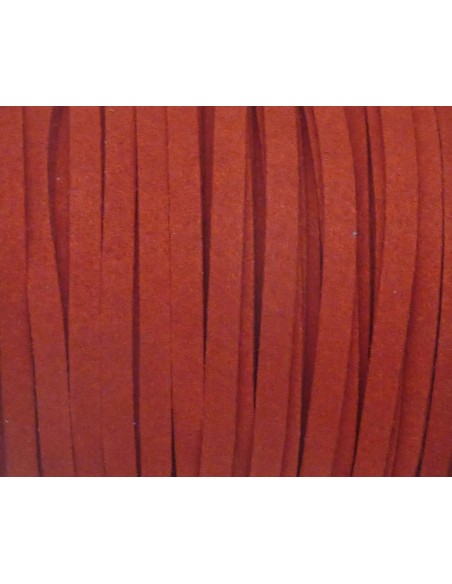2M Cordon plat suédine, daim synthétique 5mm rouge