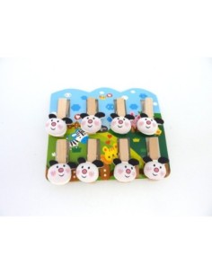 Lot de 8 mini pinces à linge lapin en bois 35mm