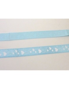 3,5m Ruban coeur 10mm coeur blanc sur fond bleu ciel