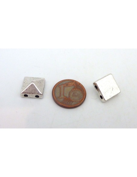 5 perles connecteur pyramide 2 trous en métal argenté - Punk Rock