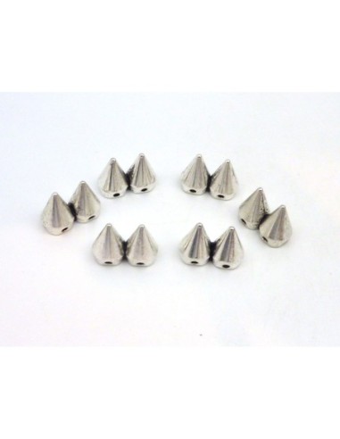 Spike double cône en métal argenté double trous