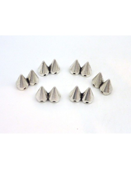 Spike double cône en métal argenté double trous
