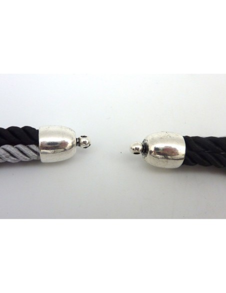 R-2 Embouts rond pour cordon 10mm en métal argenté lisse