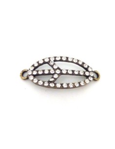 Connecteur Peace and Love 35mm métal bronze et strass