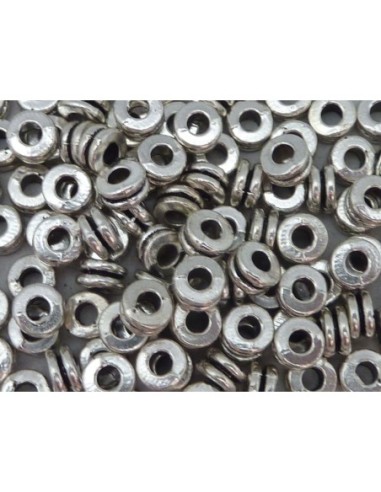 Perle rondelle argenté 6mm à gros trou 3mm