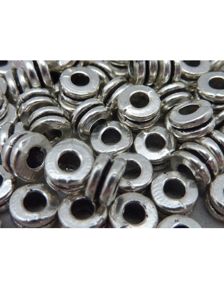 Perle intercalaire argenté rondelle 6mm en métal