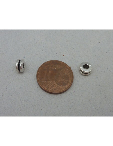 Perle rondelle argenté pas chère 6mm à gros trou 3mm en métal