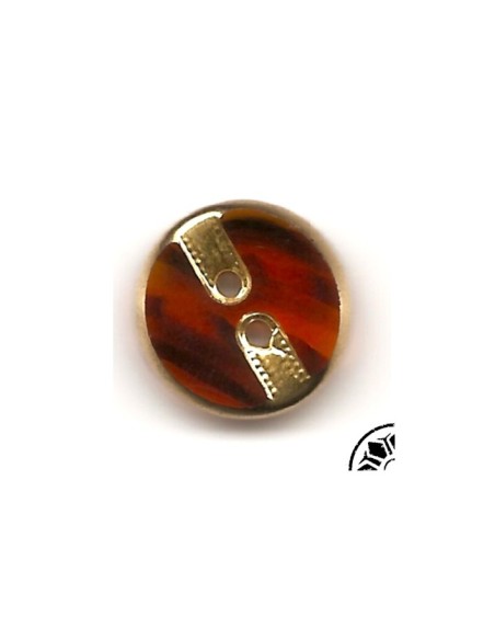 Bouton rond vintage marron et doré