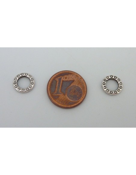 50 Perles intercalaire anneau gravé de rond en métal argenté 8,8mm