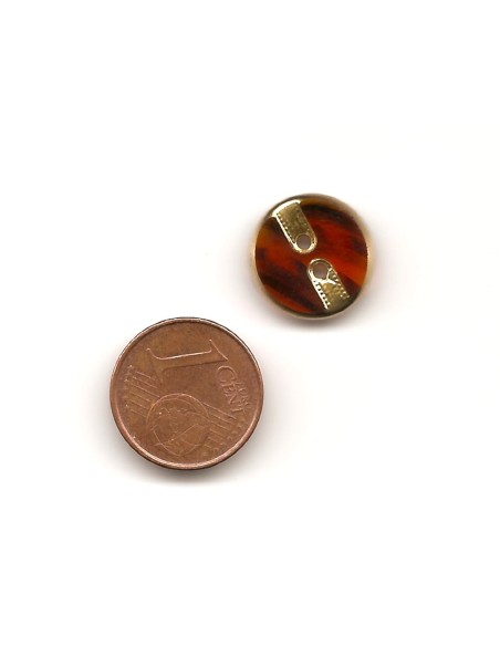 Bouton rond vintage marron et doré