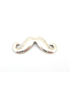 Perle, pendentif, connecteur moustache 44mm en métal argenté