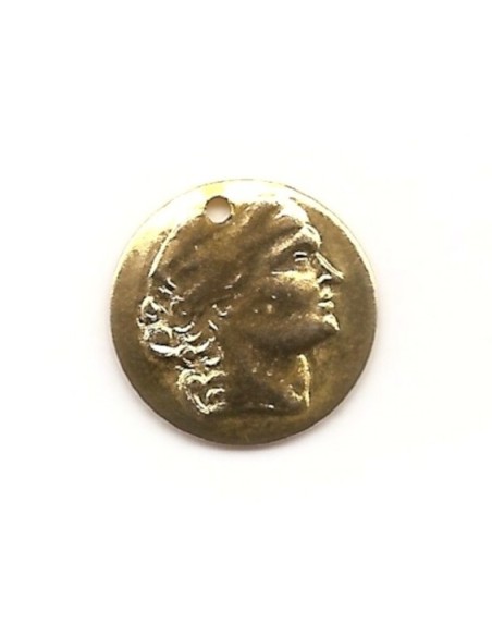 Pendentif vintage 50's doré visage frappé