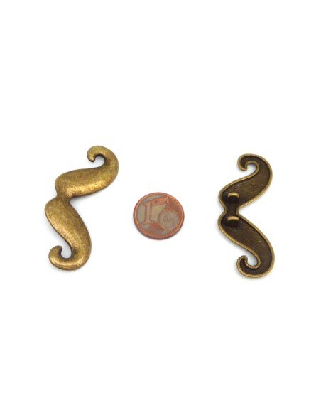 Perle, pendentif, connecteur moustache 44mm en métal bronze