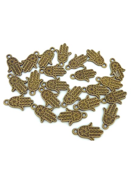 Breloque main de Fatma 16mm en métal bronze