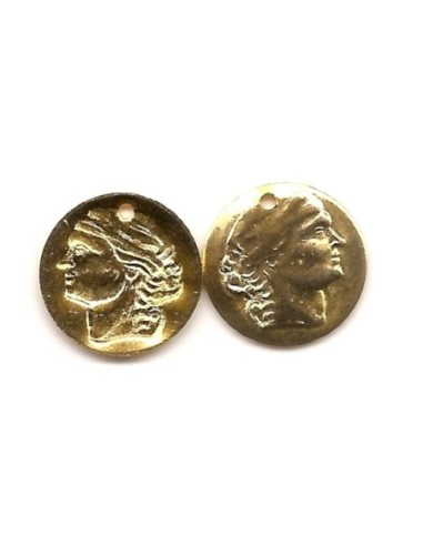 Pendentif vintage 50's doré visage frappé